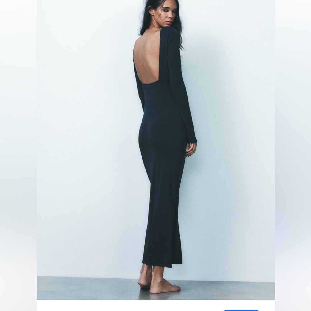 Backless navy maxi dress